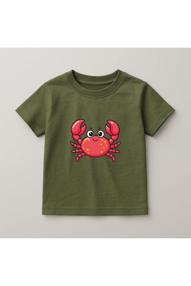 Sweet Crab Crew Neck 100% Cotton Printed Short Sleeve Children's and Teenage T-Shirt