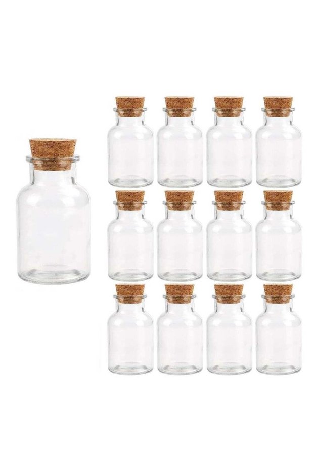 12Pcs 5oz Glass Jars with Cork Small Empty Glass Spice Bottles with Lids, Storing Tea Herbs and Spi