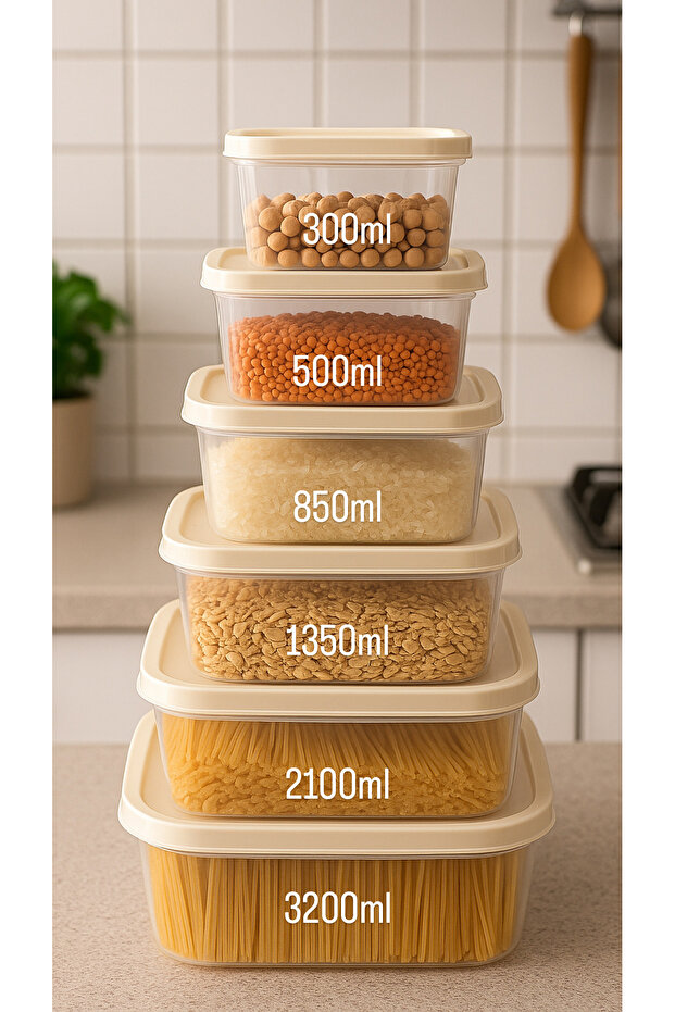 Set of 6 Square Food Storage Containers Multi-Purpose Storage Container Suitable for Microwave and Deep Freezer - 1