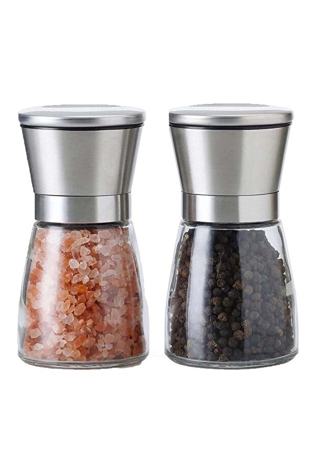 BLOOMING TIME Salt and Pepper Grinder Set ,Stainless Steel Adjustable Ceramic Grinder, Refillable S