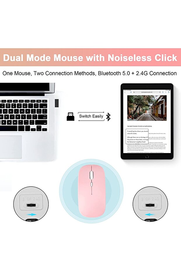 Wireless Bluetooth keyboard and mouse case compatible with Lenovo P11 and P11 Plus 11 inches pink - 6