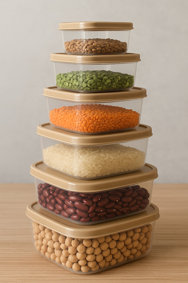 Set of 6 Square Food Storage Containers Multi-Purpose Storage Container Suitable for Microwave and Deep Freezer - 2