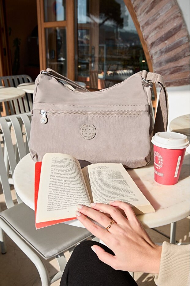 Women's Water Resistant Fabric 5 Compartment Cross Strap Mink School Travel and Shoulder Bag