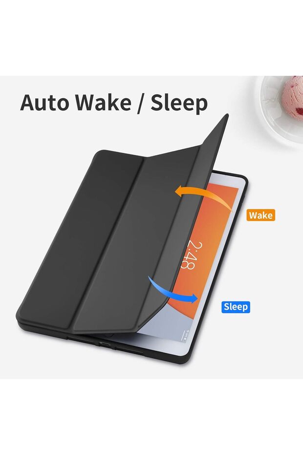 Premium case for Galaxy Tab S6 Lite 10.4", synthetic leather, Pen holder, PC back, shockproof, Black - 3
