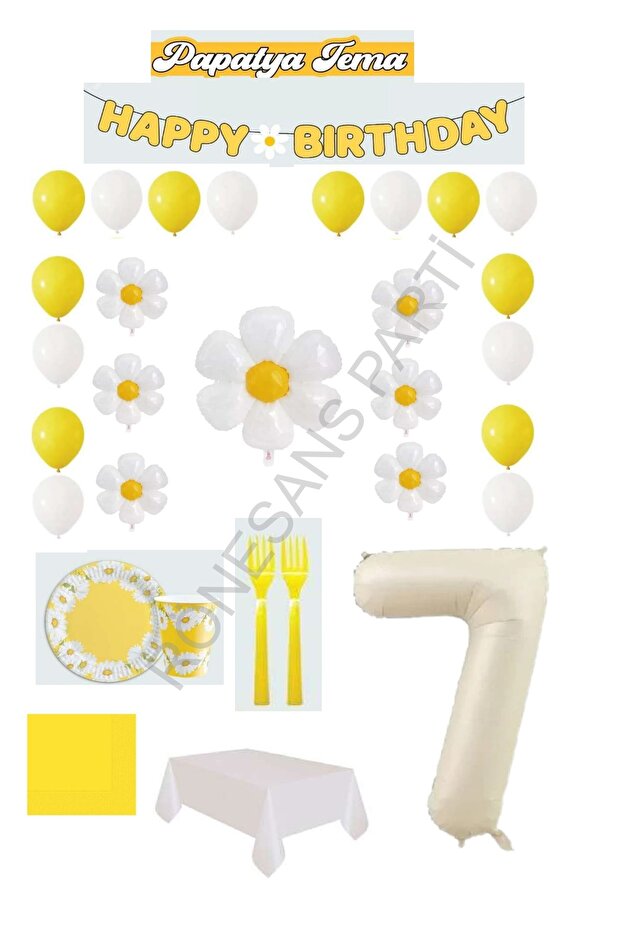 Renaissance 7 Year Old Daisy Themed Birthday Party Set