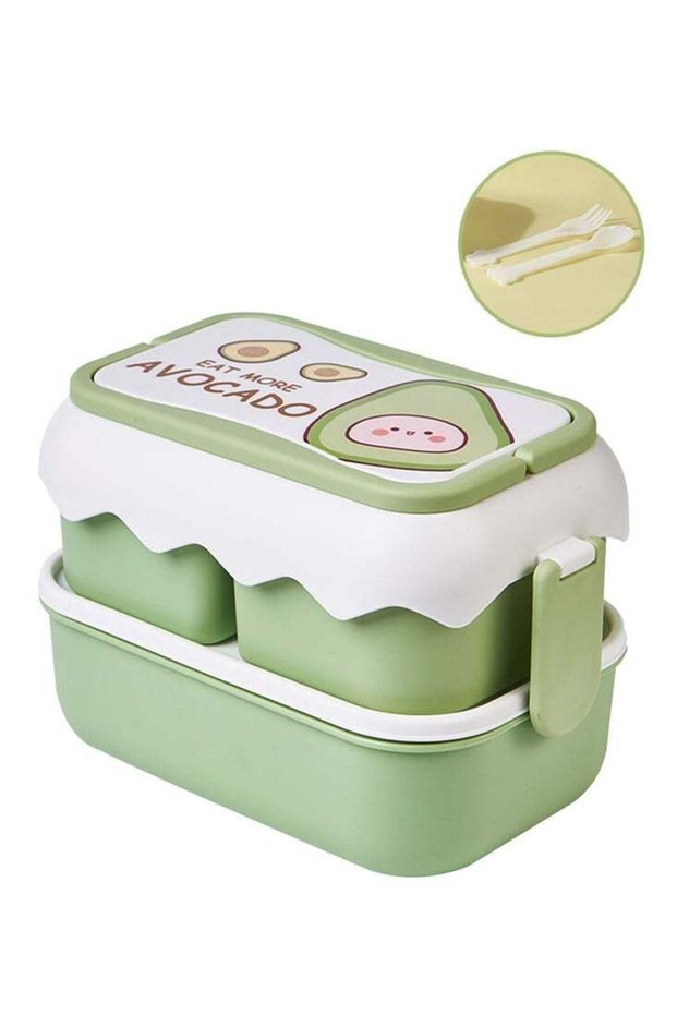 2500ml Leak Proof Bento Box For Kids - Large Capacity with 3 Compartments and Double Layer Microwav
