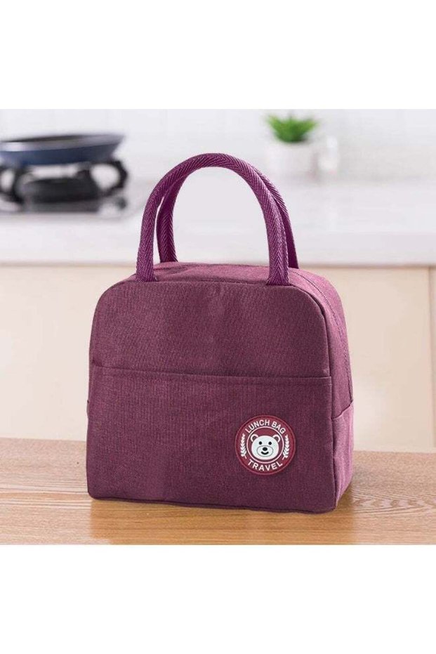Burgundy,Insulated Lunch Bag - Portable Thermal Food Container with Aluminum Foil, Reusable Lunch B