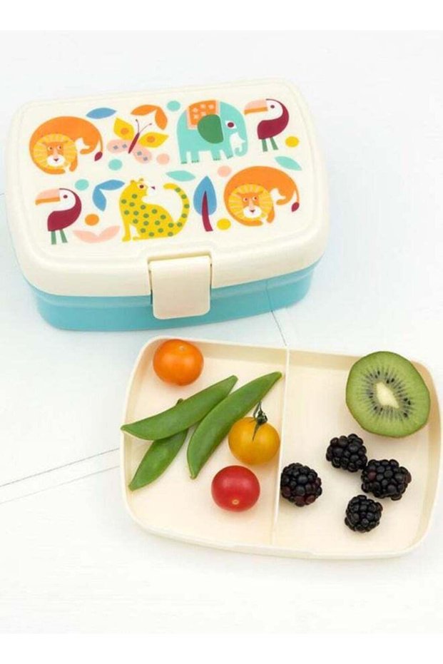 Wild Wonders Lunch Box with Tray – Animal-Themed Kids Lunch Box with Built-In Tray – Durable and Re
