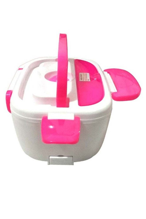 Portable Electric Heated Lunch Box White/Pink 1.5Liters
