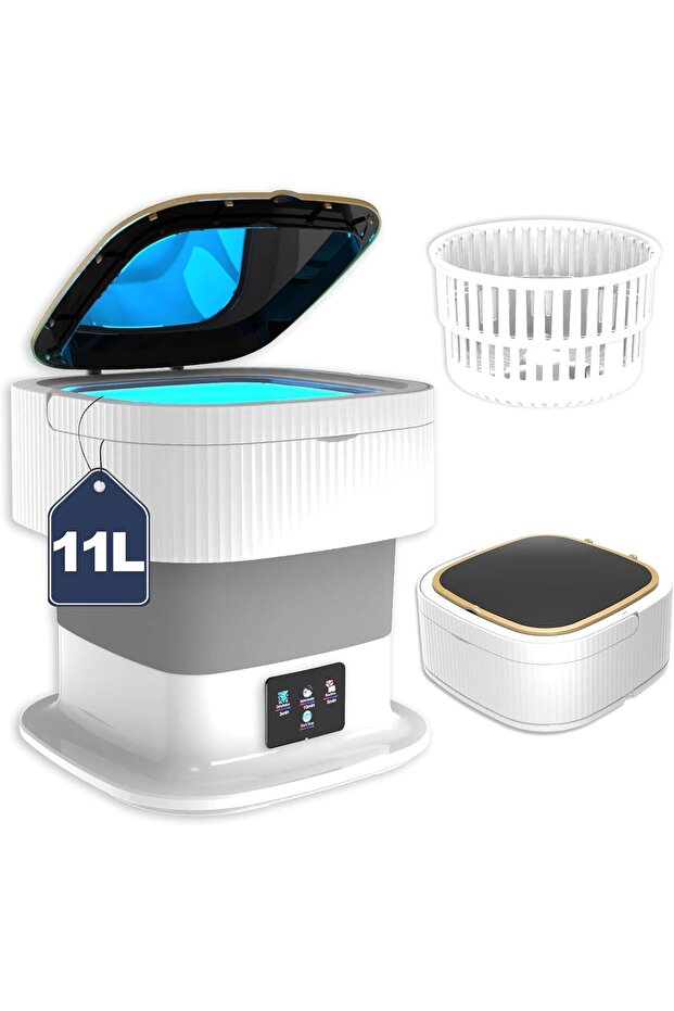 Portable Washing Machine, 11L Large Intelligent Laundry Foldable Mini Washing Machine with Dr