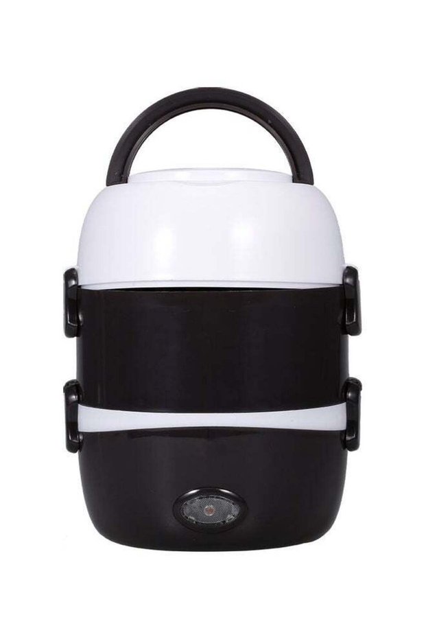 Portable Electric Lunch Box Black/White 19.5 x 25.5cm
