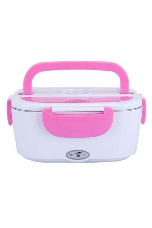 Portable Electric Heating Lunch Box With Car Plug Pink/White