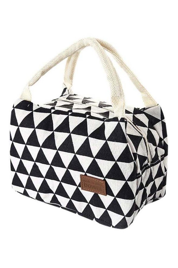 Thermal Insulated Printed Lunch Bag Black/White One Sizecm