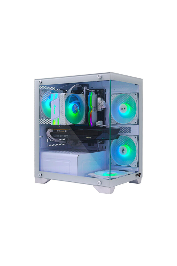 معالج ألعاب i5-14400F، بطاقة رسومات RTX 5060 سعة 8 جيجابايت، ذاكرة DDR5 سعة 16 جيجابايت، قرص SSD سعة 1 تيرابايت، 600 واط، مروحة ARGB رباعية، نظام تشغيل Windows 11 Pro - 1