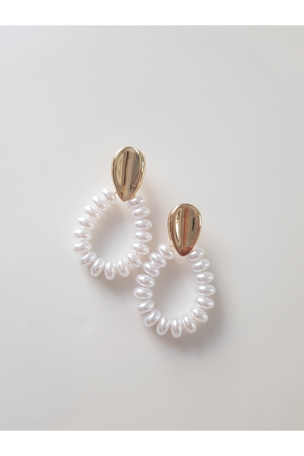 أقراط من اللؤلؤ على شكل قطرة ذهبية - 3