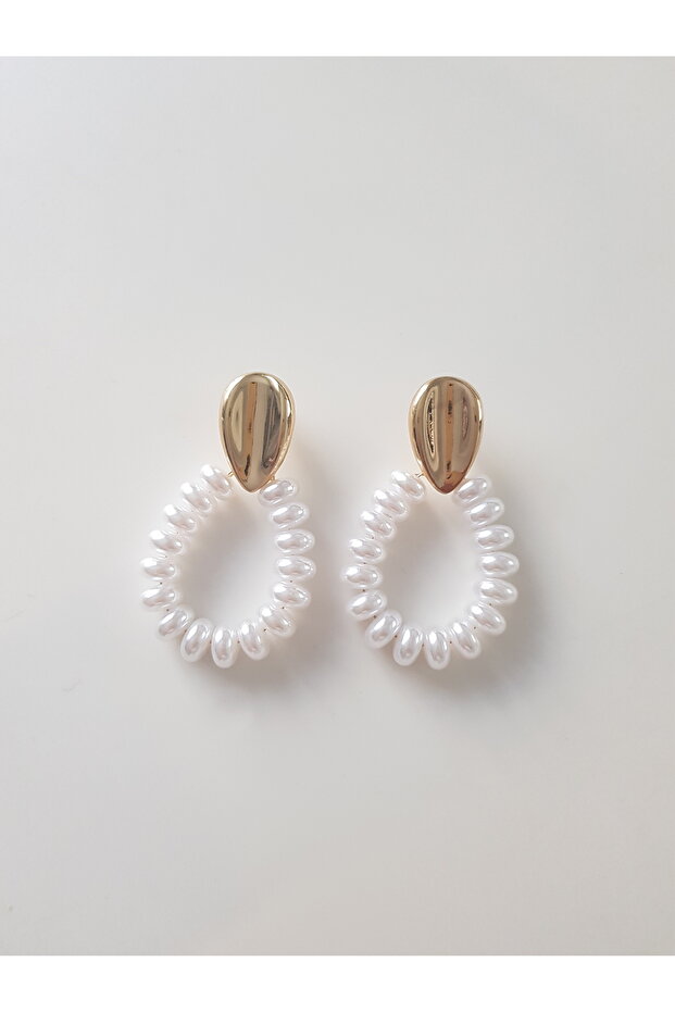 أقراط من اللؤلؤ على شكل قطرة ذهبية - 4