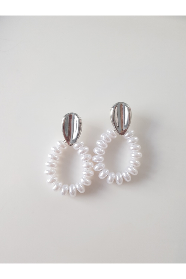 Silver Drop Array Pearl Earring - 3