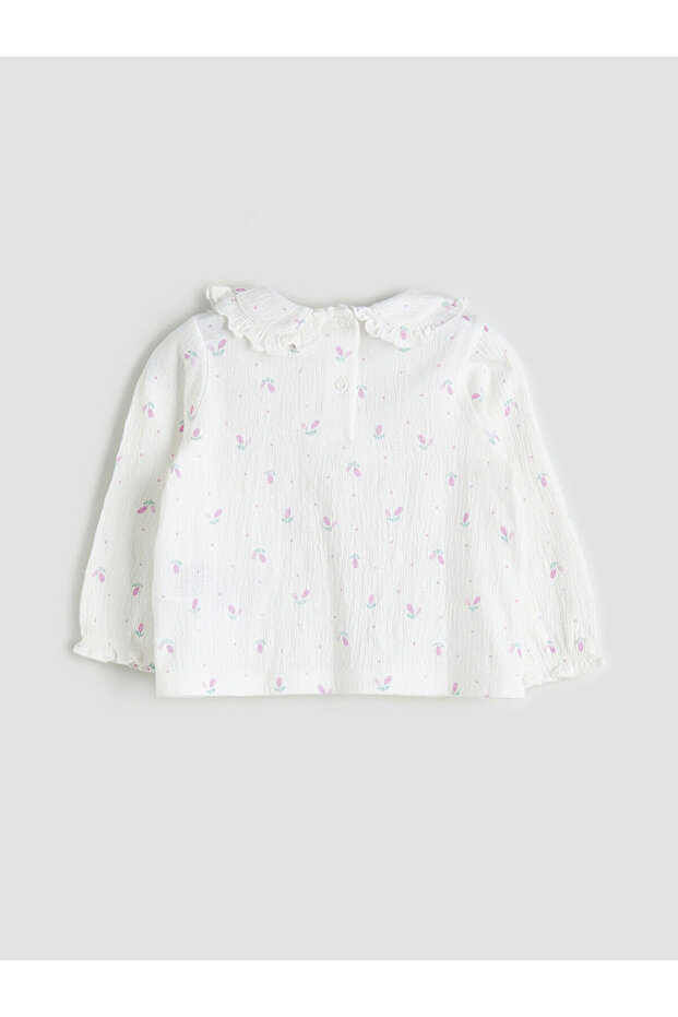 Bebe Yaka Çiçekli Kız Bebek Bluz ve Tayt 2'li - 4