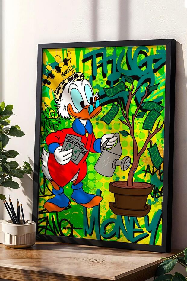 Scrooge Mcduck Varyemez Amca Çerçeveli Tablo - Print Money Serisi Poster Tablo - 1