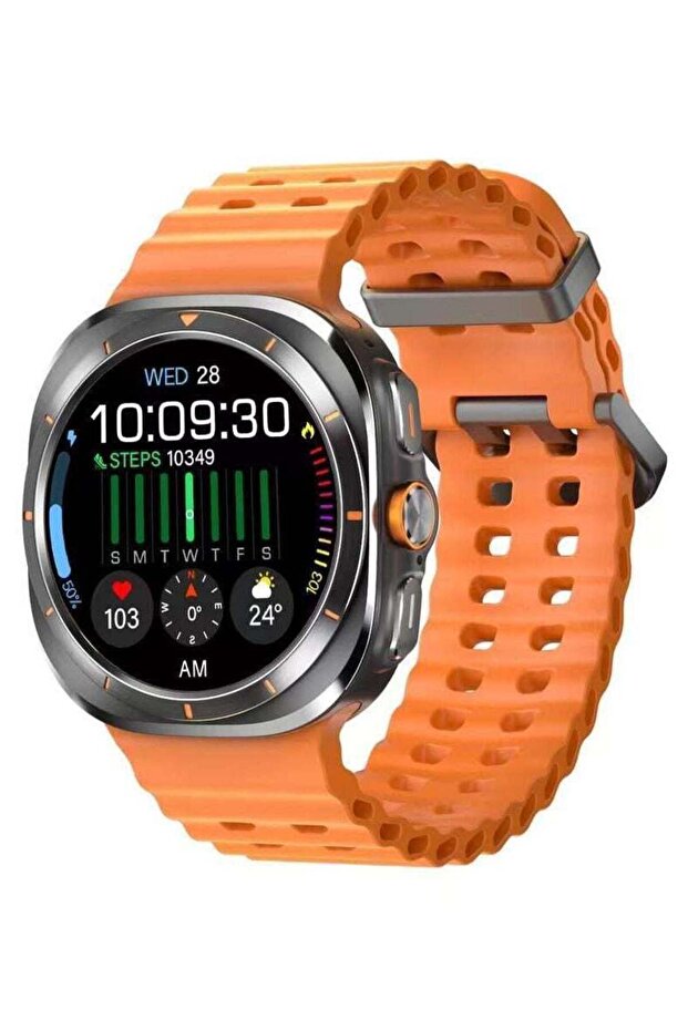 W7 Smart Watch Ultra with 47 mm Display and Wireless Charger Orange