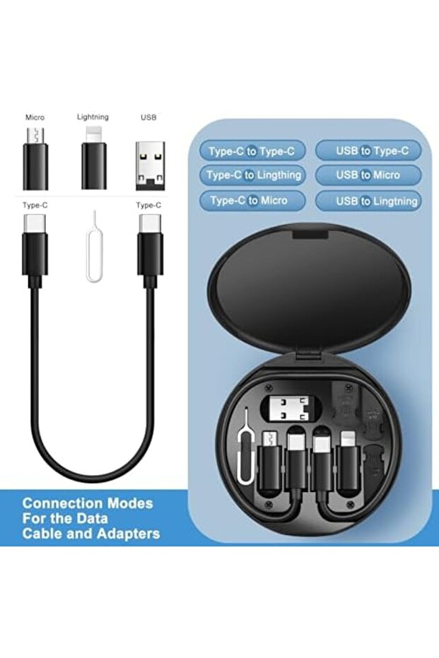 صندوق تخزين تحويل USB، محول كابل شحن متعدد الأنواع، مجموعة محول من C إلى Lightning، نوع C/ - 4
