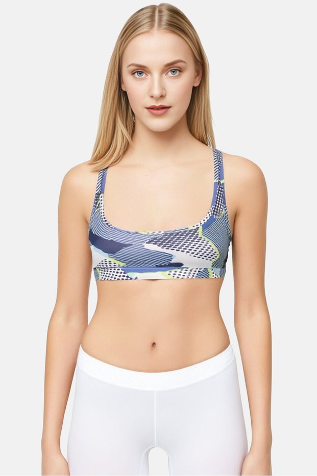 Women Allover Print Non Padded Sports Bra, Multicolor