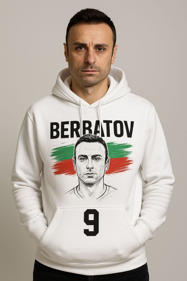 Berbatov 9 Hooded Sweatshirt – Bulgaria Hoodie Soccer Kangaroo Pocket 3 Thread Digital Print