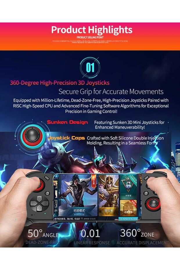 Wireless Mobile Gaming Controller Hall Effect Controller Phone Controller Support Phone Case Analog - 2