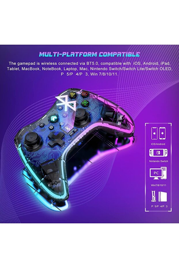 Wireless Game Controller Rechargeable Bluetooth Gaming Controller Ios Android Nintendo Switch P5 P4 - 3