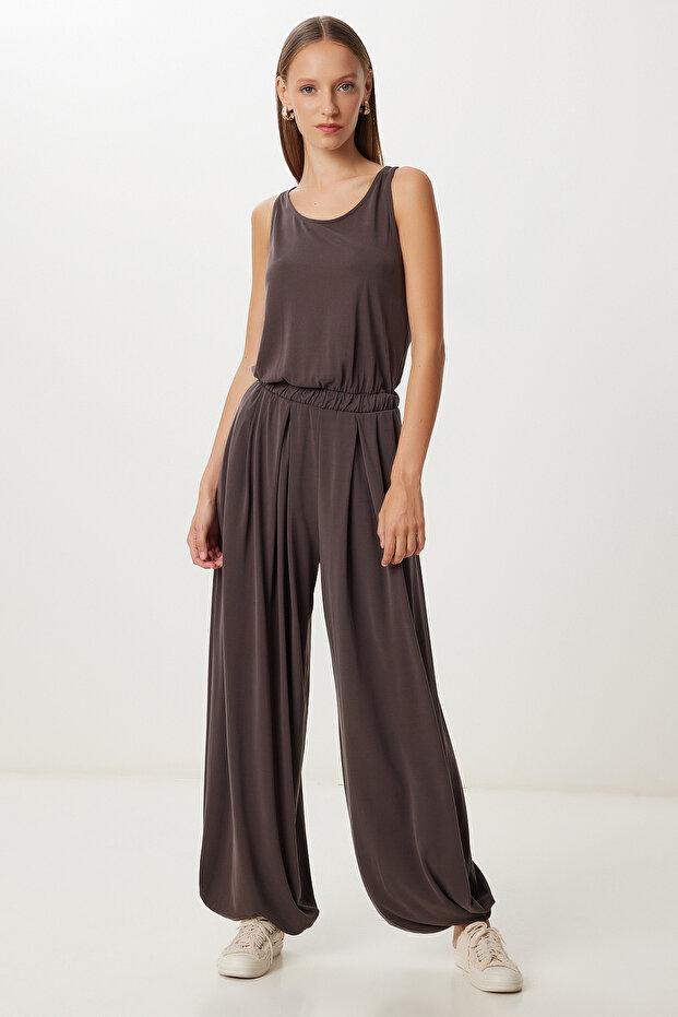 Strappy Draped Modal Jumpsuit Lub0153 Brown