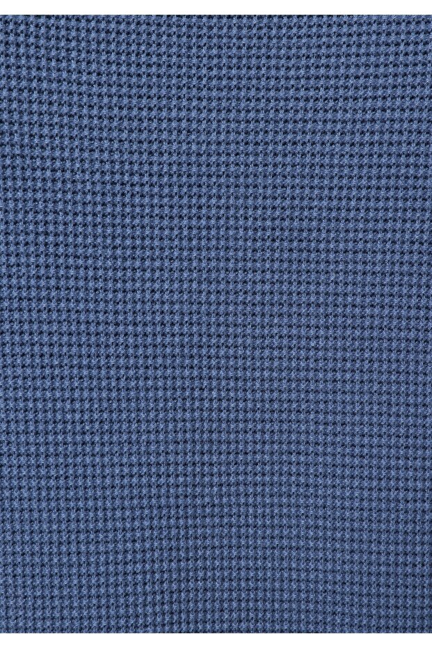 Regular Fit Yuvarlak Yaka Jakarlı Erkek Mavi Kazak - 5