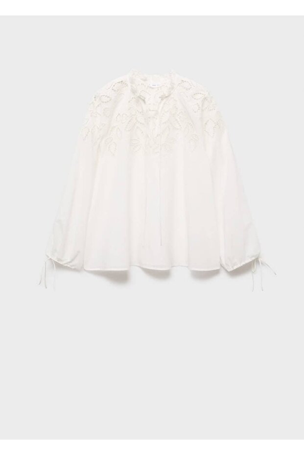 Bağ detaylı işlemeli bluz - 3