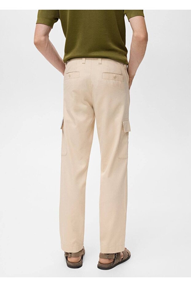 Lyocell pamuklu kargo pantolon - 4