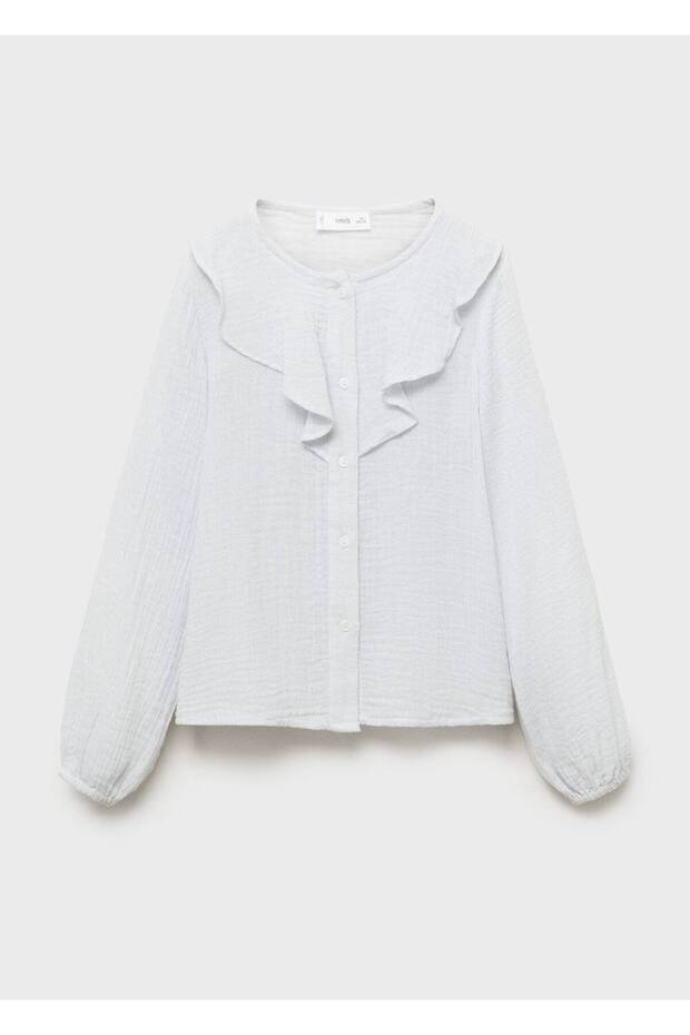 Volanlı kırışık bluz - 2