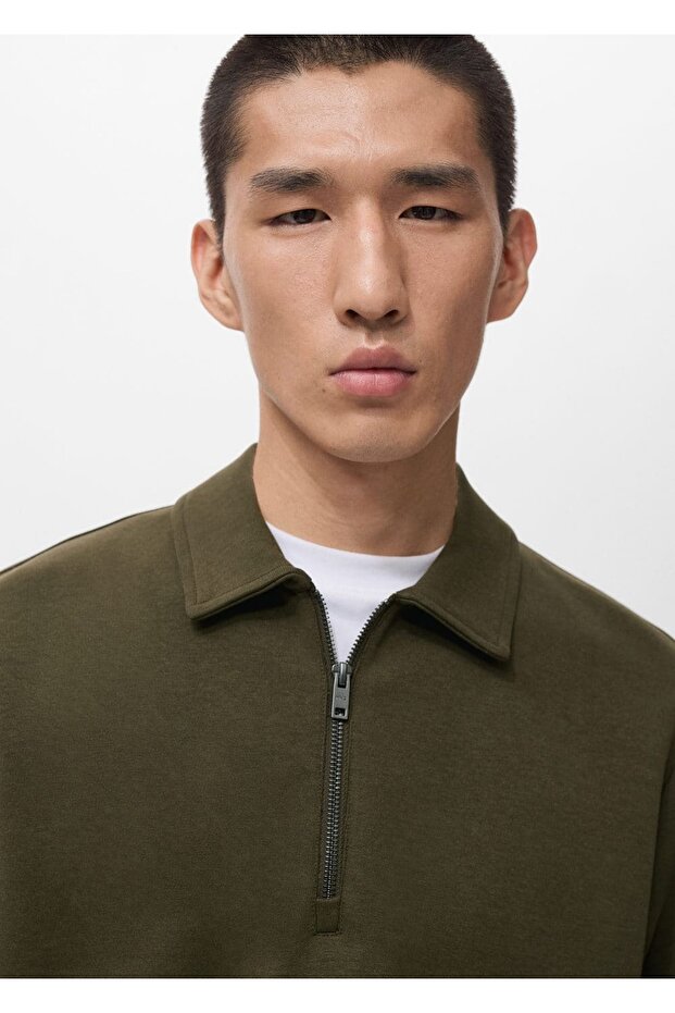 Regular kesim fermuarlı yaka sweatshirt - 6