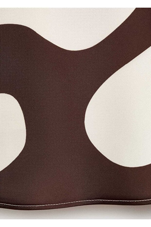 Desenli saten elbise - 7