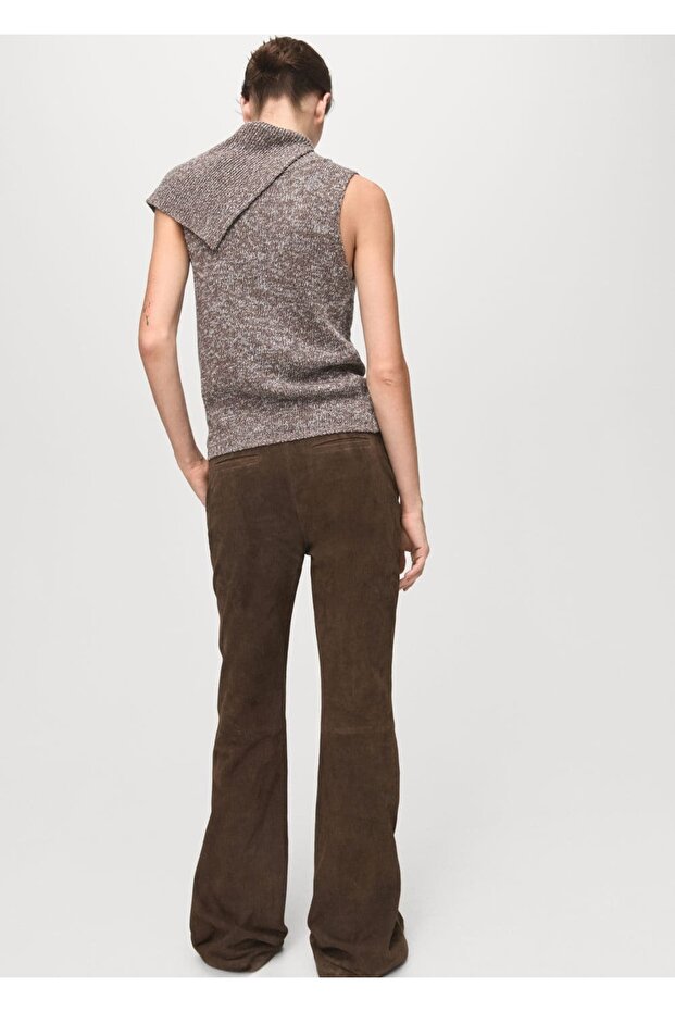 Sarmal yaka kırçıllı yelek - 4