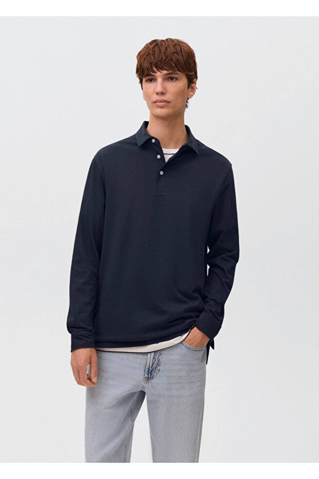 Pamuklu basic polo tişört - 1