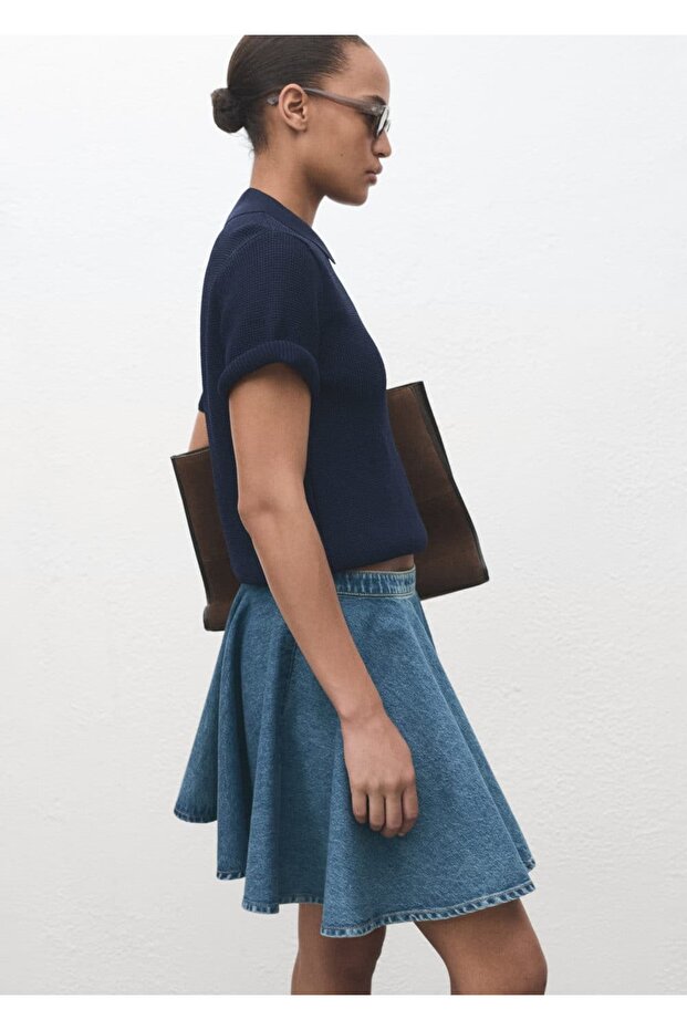 Kısa denim etek - 5