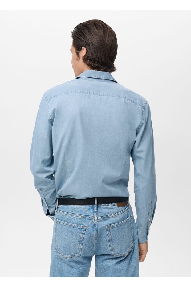 %100 pamuklu chambray gömlek - 4