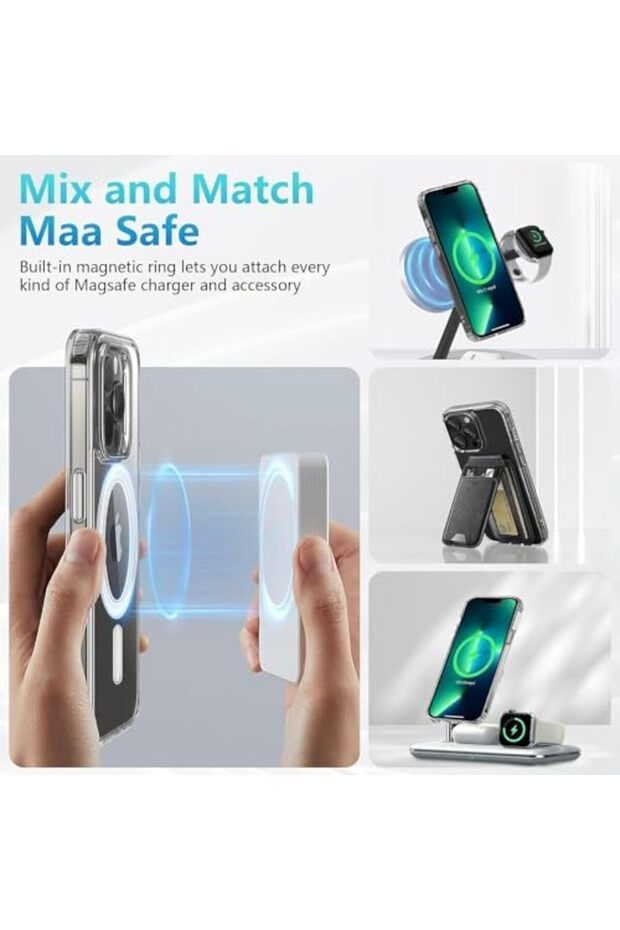 جراب مغناطيسي غير لامع لهاتف iPhone 13 Pro Max | شفاف - 7