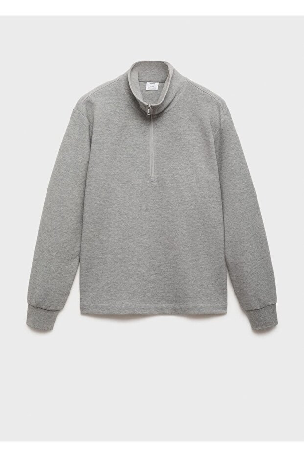 Fermuarlı pamuklu sweatshirt - 3