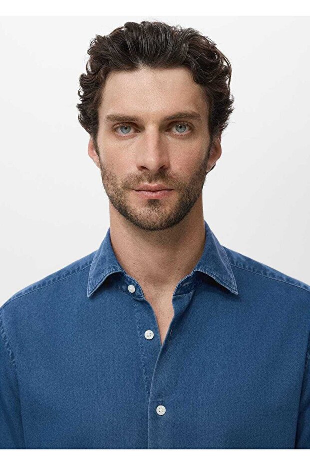 %100 pamuklu chambray gömlek - 7