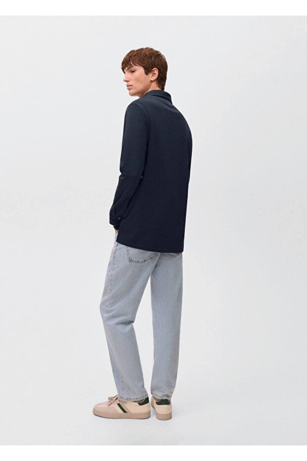 Pamuklu basic polo tişört - 4