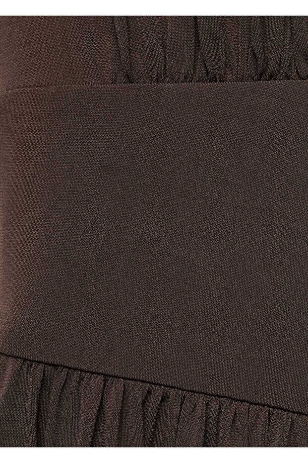 Büzgülü uzun elbise - 6