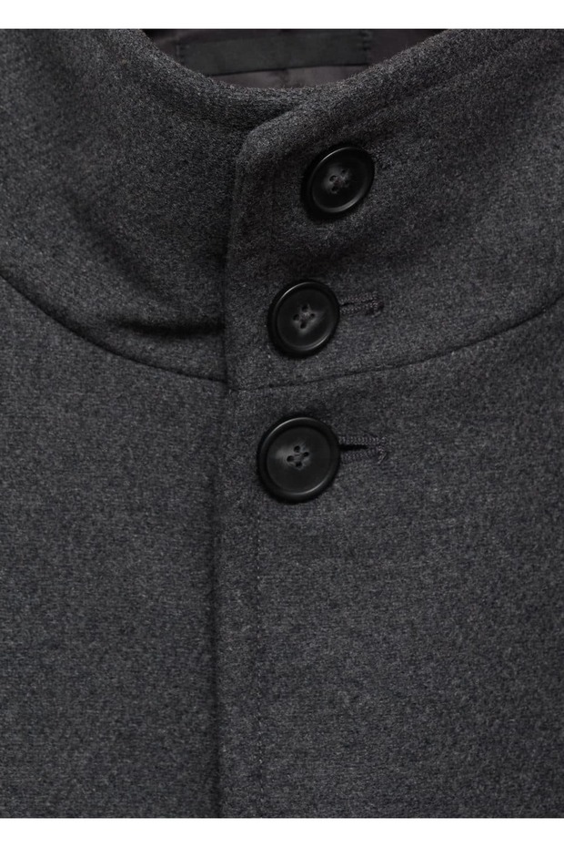Dik yaka yün palto - 5