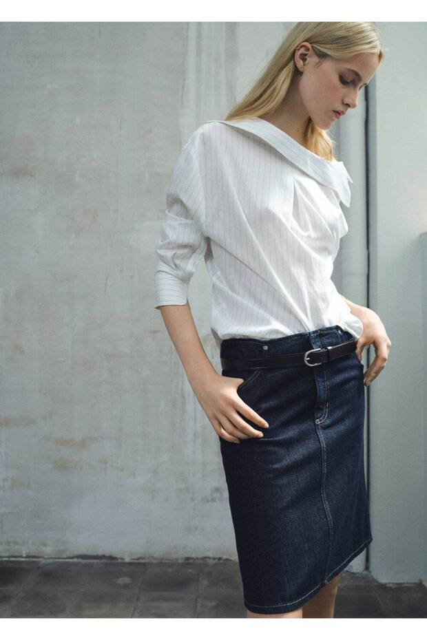 Midi boy denim etek - 1