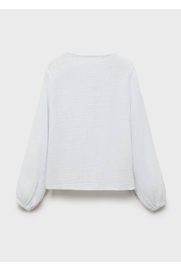 Volanlı kırışık bluz - 3