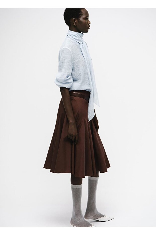 Fularlı dokulu bluz - 5