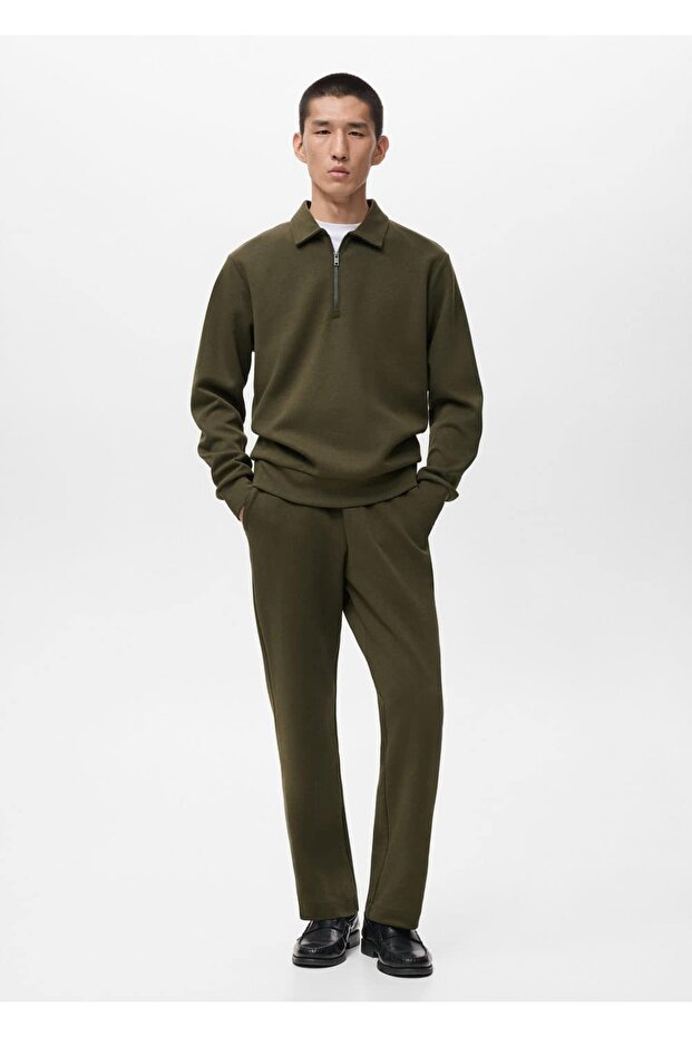 Regular kesim fermuarlı yaka sweatshirt - 2